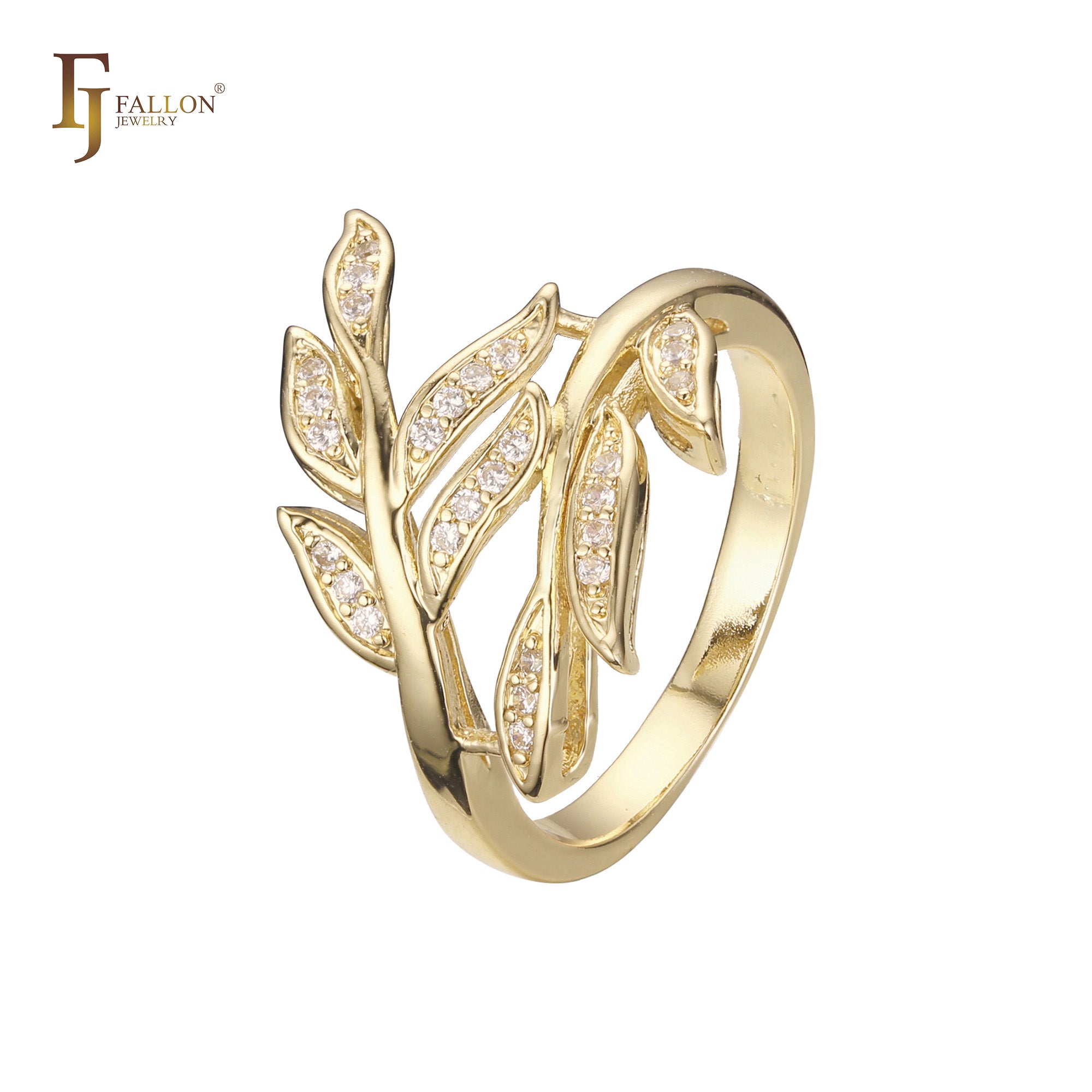 Fashion leave rings in 18K Gold, White Gold, 14K Gold, Rose Gold plating colors