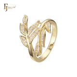 Fashion leave rings in 18K Gold, White Gold, 14K Gold, Rose Gold plating colors