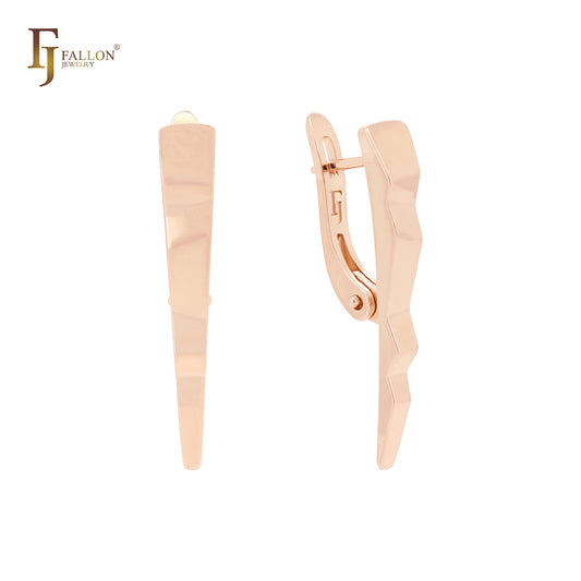 Geometric pointy zigzag Rose Gold Russian Lock Earrings