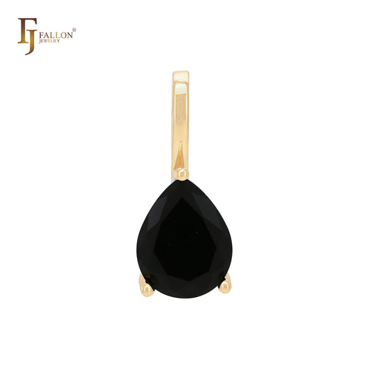Solitaire apple green drop CZ Rose Gold Pendant