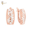 Phoenix feather filigree Rose Gold two tone Russian Lock Earrings