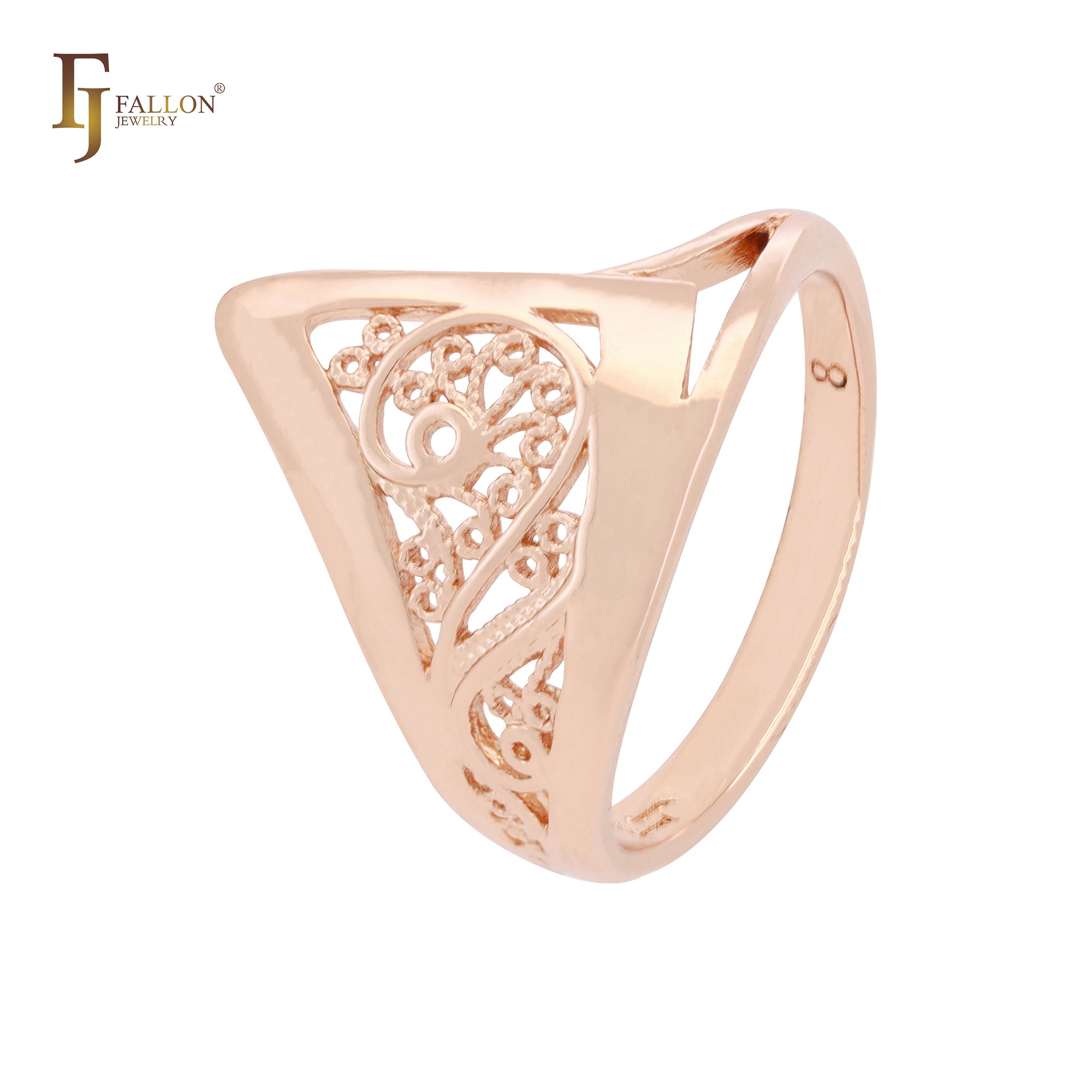 Filigrane Moderinge aus Roségold mit Chevron-Muster