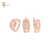 Geometrisches, doppelt abgerundetes, überlappendes Fenster-Schmuckset aus Roségold mit Ringen