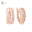 Cluster white CZs Rose Gold Russian Lock Earrings