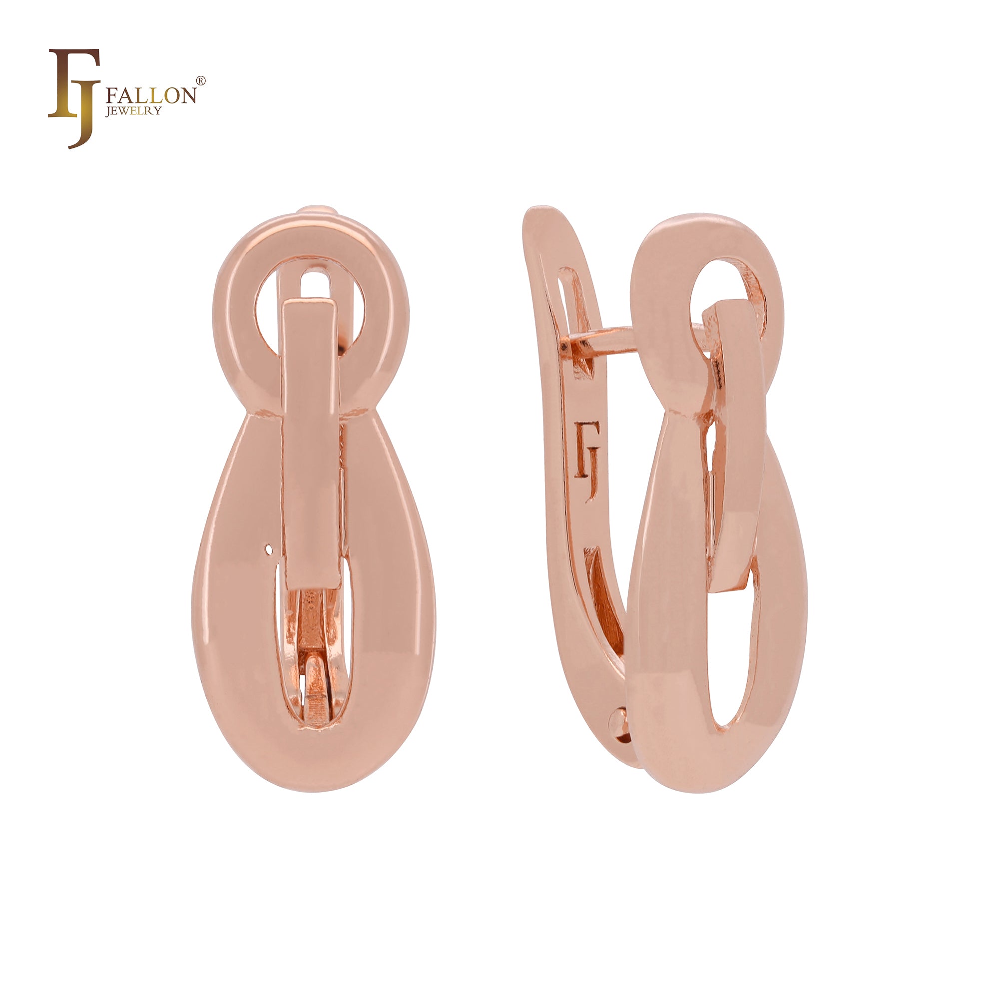Geometric chain link lock design Rose Gold, two tone Russian Lock Earrings