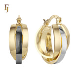 Gold Triple Hoop Earrings for Women – Intertwined Bold Statement Hoops – FJ Jewelry
