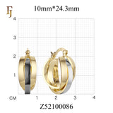 Gold Triple Hoop Earrings for Women – Intertwined Bold Statement Hoops – FJ Jewelry