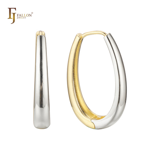 Brincos U Huggie (2 tamanhos) em ouro 14K, ouro branco, cores banhadas a ouro rosa