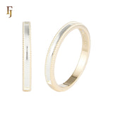 Minimalist Two-Tone Band Ring with Beaded Edge in Rose Gold and Silver Plating – FJ Jewelry