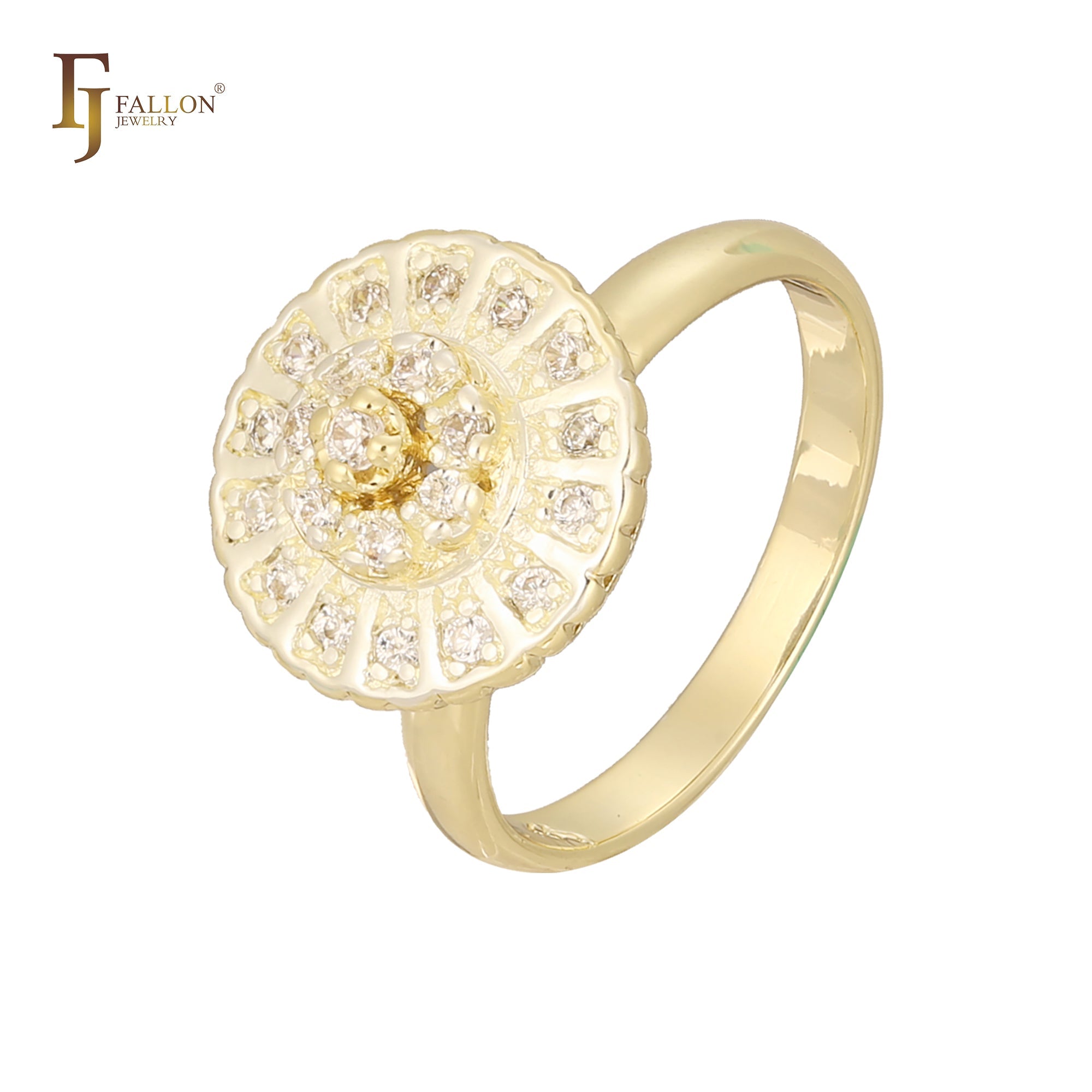 Los grandes anillos de racimo de flores chapados en Oro 14K, oro de 18 quilates, dos tonos