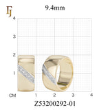 Bold Two-Tone Gold Plated Wide Band Ring with Diagonal CZ Inlay for Men or Unisex