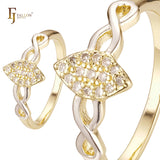 Marquise Infinity band paving stones rings in 14K Gold, Rose Gold, two tone plating colors