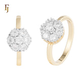 Rose Gold Cluster Ring with Round White CZ Stones | Elegant Dome Design | FJ Fallon Fashion Jewelry