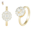 Floral CZ Cluster Ring with Gold Plating and Silver Accents | Elegant Cocktail Ring | FJ Fallon Jewelry