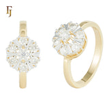 Floral CZ Cluster Ring with Gold Plating and Silver Accents | Elegant Cocktail Ring | FJ Fallon Jewelry