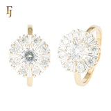 Gold Plated Sunburst Cluster Earrings with Round and Baguette CZ Stones – FJ Jewelry