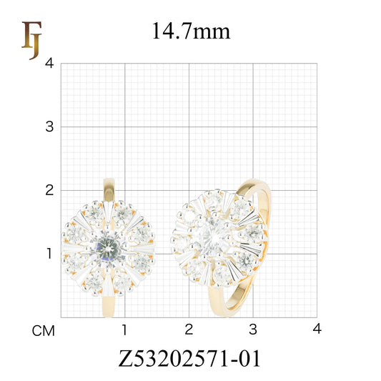 Gold Plated Sunburst Cluster Earrings with Round and Baguette CZ Stones – FJ Jewelry