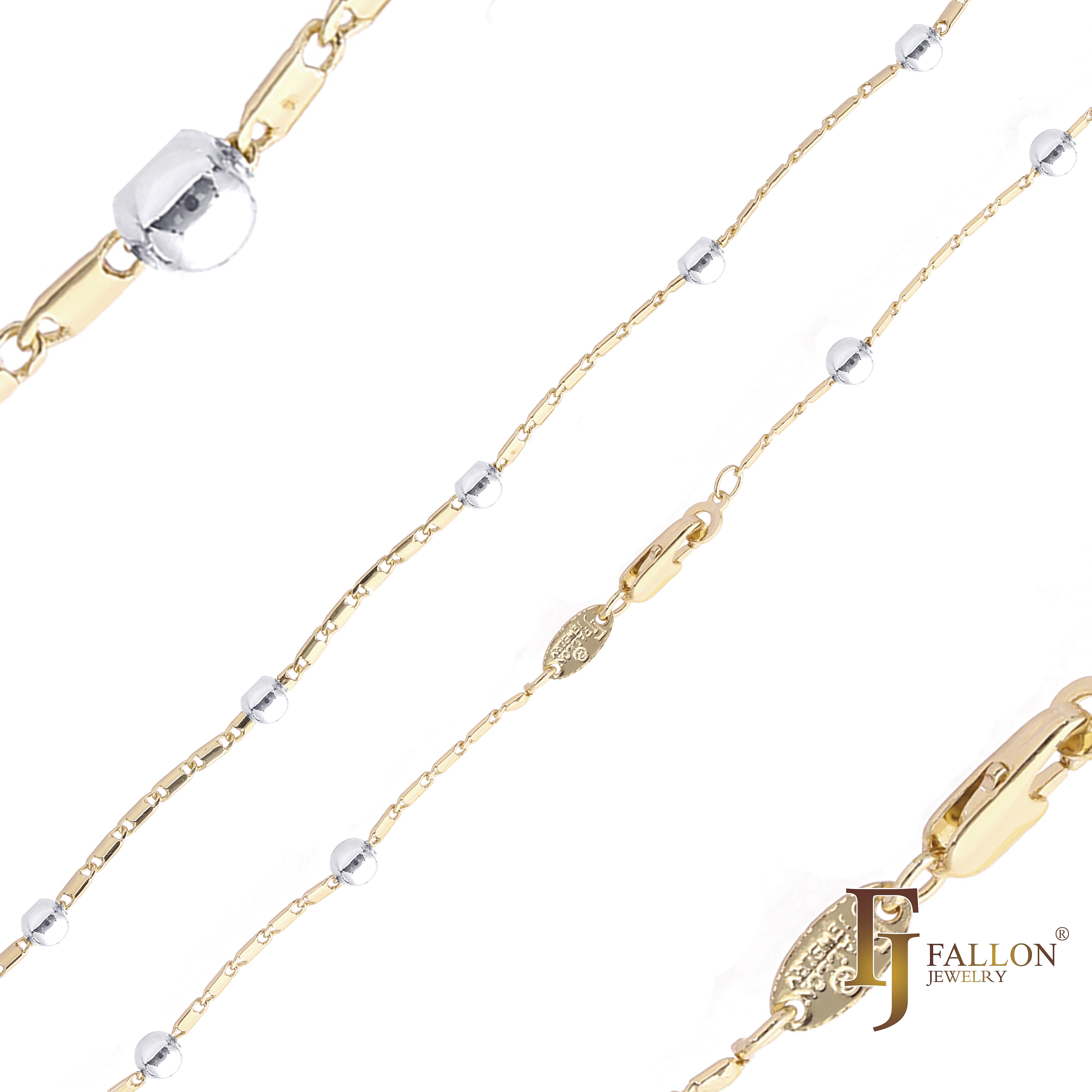 Beads Cadenas de eslabones de eslabones de espejo chapados en oro de 14K, oro rosa, dos tonos