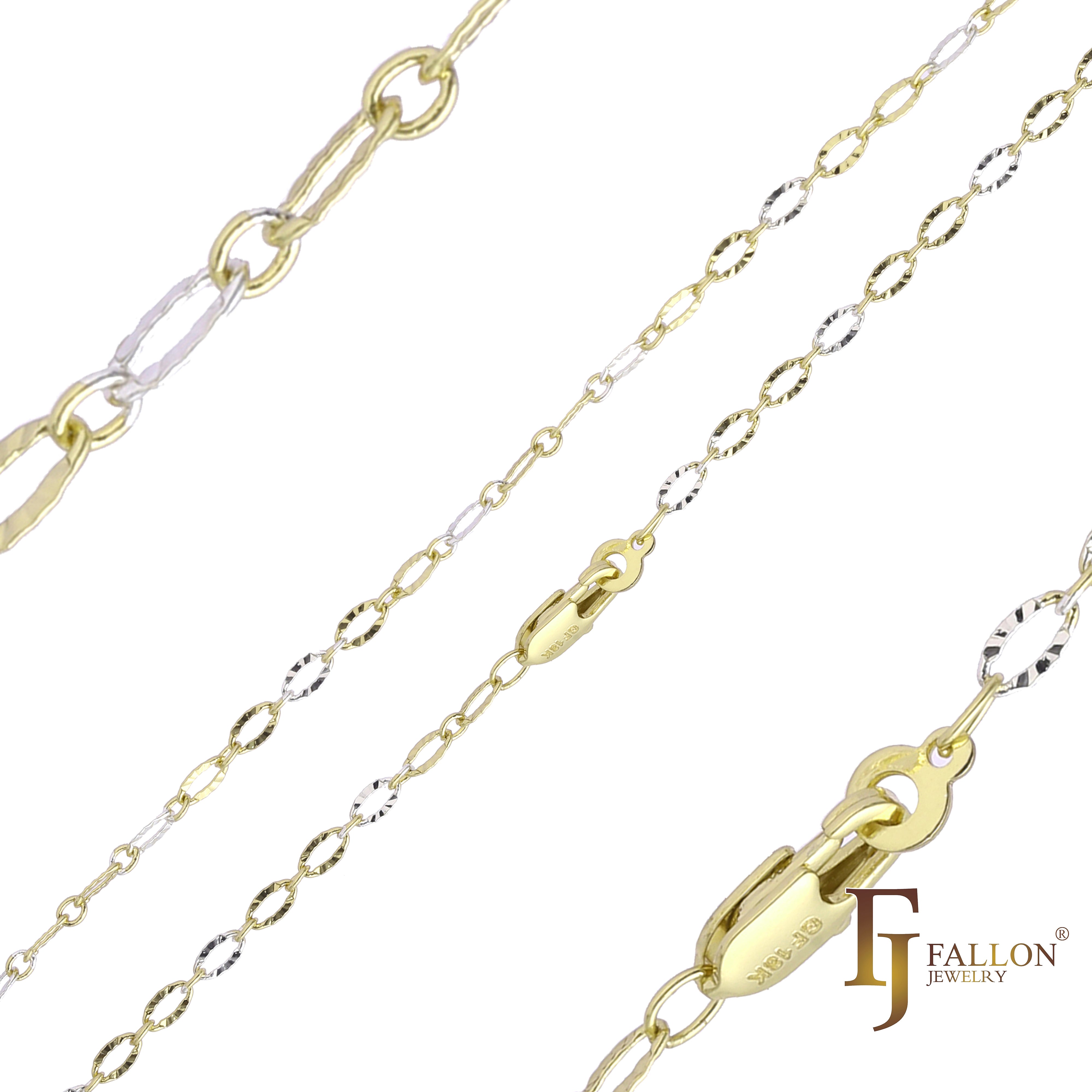 Sunburst Sequin chains plated in 14K Gold, Rose Gold, two tone