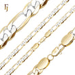 Classic Figaro Chain Necklace Medium 6mm-9mm 14K Gold Plated Copper Tarnish Resistant Jewelry Wholesale FJ Jewelry