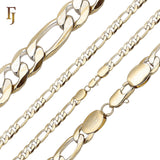 Classic Figaro Chain Necklace Thin 2mm-5mm 14K Gold two tone Plated Wholesale Copper Hypoallergenic Fashion Jewelry Manufacturer FJ Jewelry