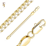 Classic Miami Style Cuban link center double grooved chains plated in 14K Gold, Rose Gold, two tone