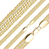 Cadenas cubanas de tres vías enchapadas en oro de 14K, oro rosa en dos tonos