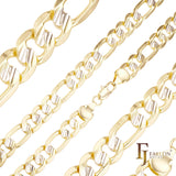 Figaro link slashes hammered chains plated 14K Gold two tone