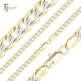 Curb link slashes hammered chains plated in 14K Gold