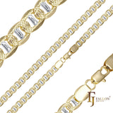 Round Mariner rod link hammered chains plated in 14K Gold, two tone
