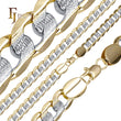 Ripple hammered Curb chains plated in 14K Gold two tone