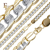 Ripple hammered Curb chains plated in 14K Gold two tone