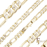 .Figaro link ripple hammered chains plated in 14K Gold, Rose Gold, two tone