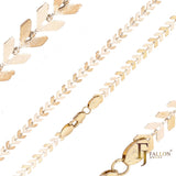 Chevron arrow link fish bone chains plated in 14K Gold, Rose Gold, two tone