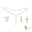 Italian Virgin of Guadalupe Catholic (Hollow Cut-Out Oval Beads) 14K Gold two tone Rosary Necklace