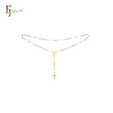 Italian Virgin of Guadalupe Catholic Rosary Necklace (Filigree Lantern Beads) plated in 14K Gold two tone