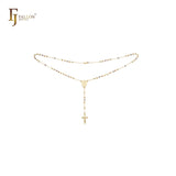 Italian Virgin of Guadalupe Catholic Rosary Necklace (Filigree Lantern Beads) plated in 14K Gold two tone