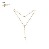 Italian Virgin of Guadalupe Catholic Rosary Necklace (Filigree Lantern Beads) plated in 14K Gold two tone