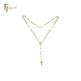 Italian Virgin of Guadalupe Catholic Rosary Necklace (Filigree Lantern Beads) plated in 14K Gold two tone