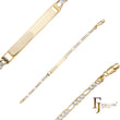 .Figaro link ripple martelado 14K Pulseiras masculinas de identificação em dois tons