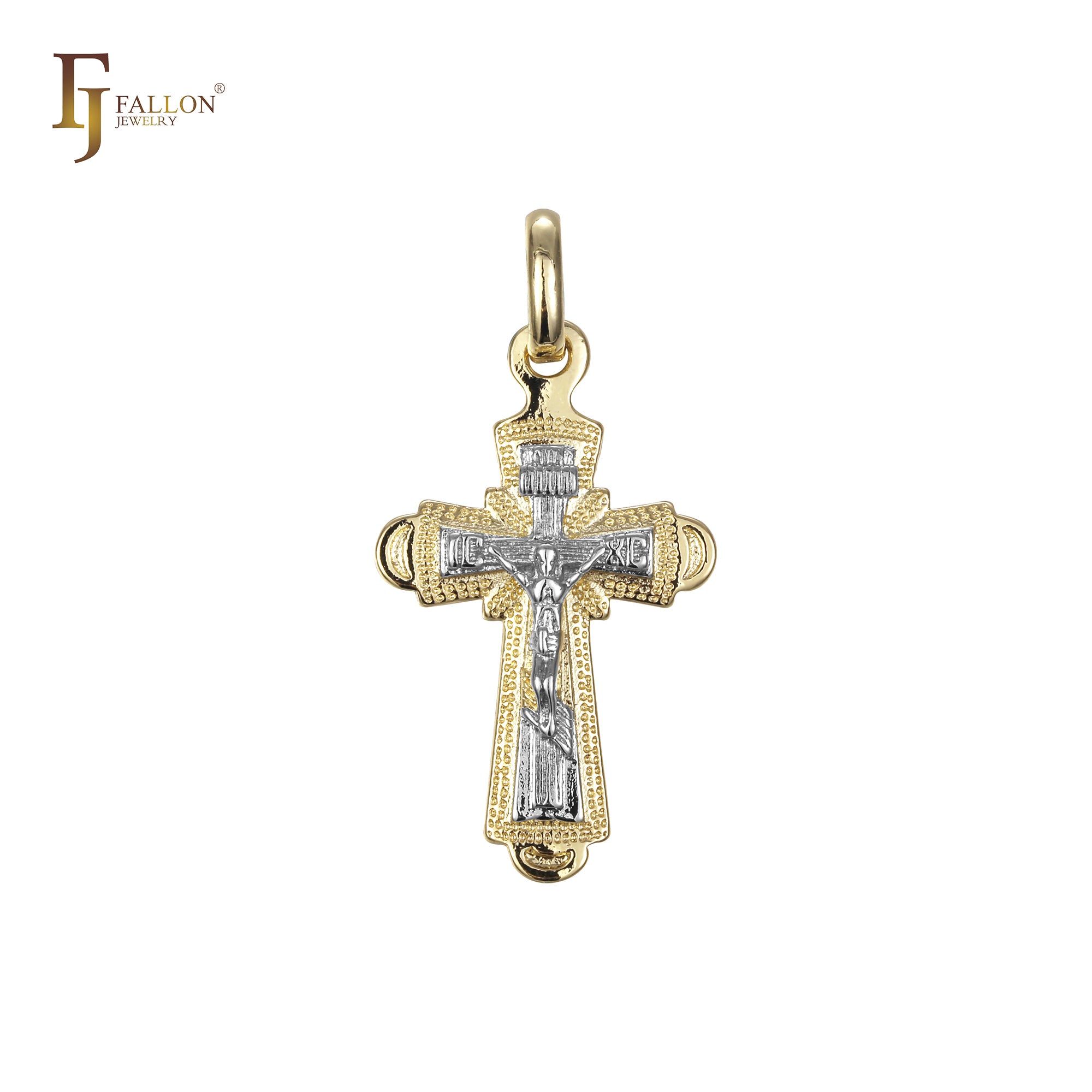 Colgante de Cruz de Malta Ortodoxa en Oro Rosa, baño de Oro de 14K bicolor