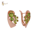 Gret luxurious cluster CZs colorful Rose Gold Russian Lock Earrings