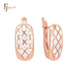 Thousand triple geometric Rose Gold two tone Russian Lock Earrings