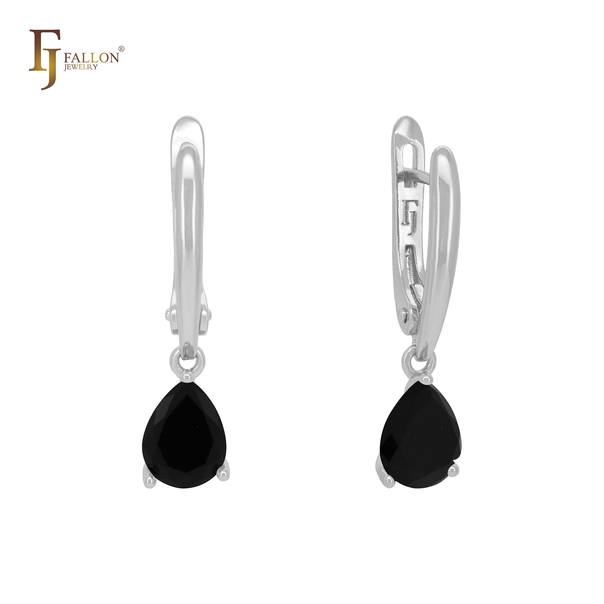 Solitaire apple green drop CZ Rose Gold Russian Lock Earrings