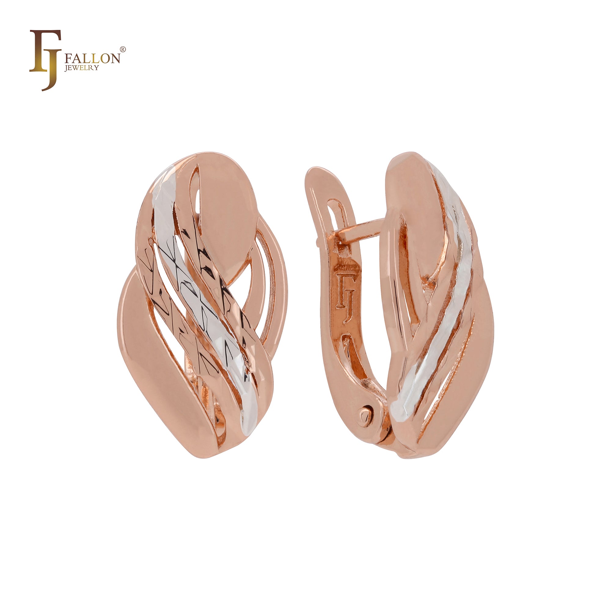Thousand Rows Rose Gold two tone Russian Lock Earrings