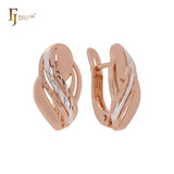 Thousand Rows Rose Gold two tone Russian Lock Earrings