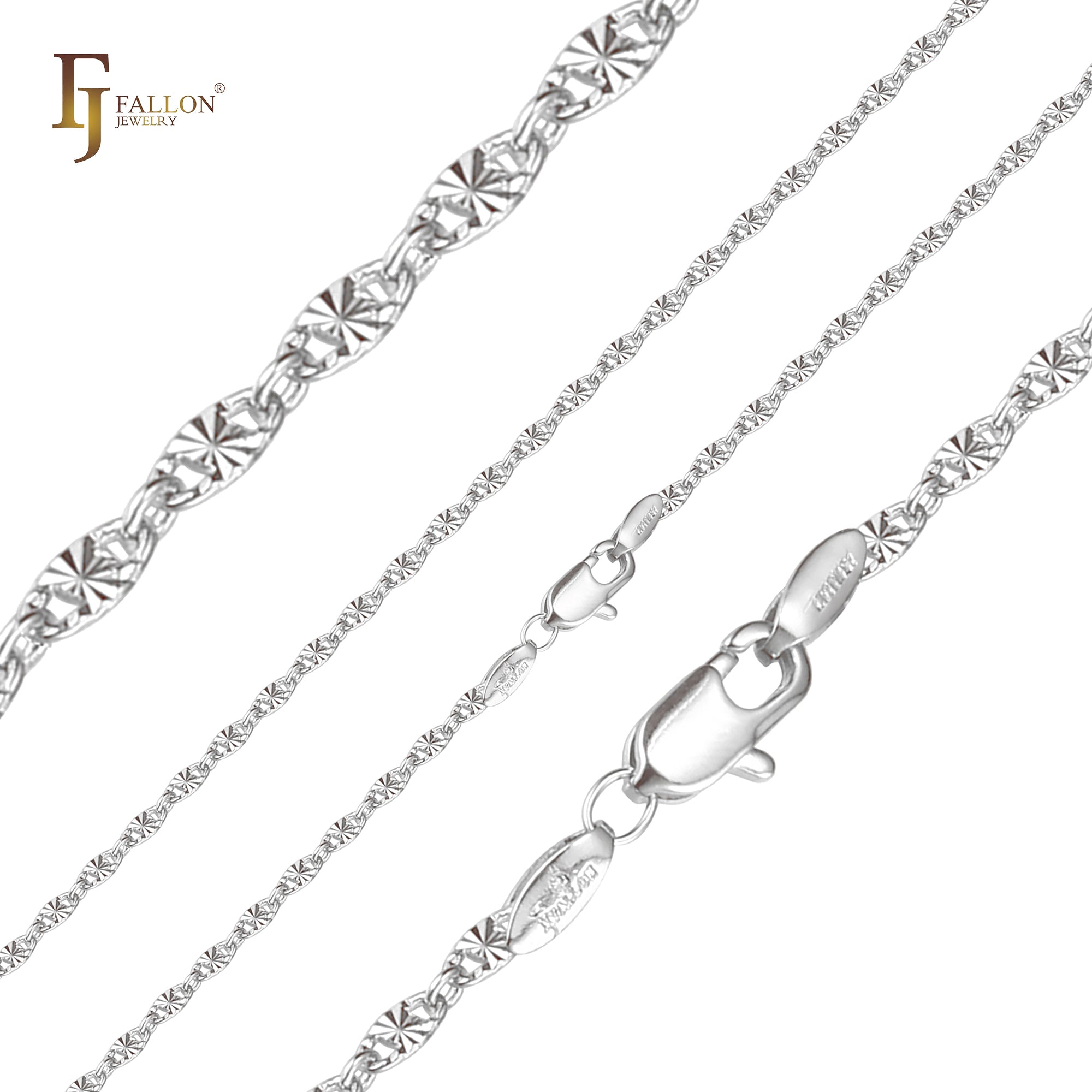 Fancy link 星形锤击链，镀 14K 金、玫瑰金，两种色调