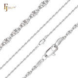 Fancy link 星形锤击链，镀 14K 金、玫瑰金，两种色调