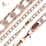 Ripple hammered Curb chains plated in 14K Gold two tone