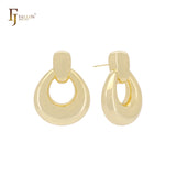 Brincos de pino em formato de cadeado e pêndulo em ouro 14K, ouro rosa e ouro branco